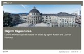 Digital Signatures - ETH Z · Digital Signatures Dennis Hofheinz (slides based on slides by Björn Kaidel and Gunnar Hartung) Digital Signatures 2020-05-19 1. Outline Waters signatures