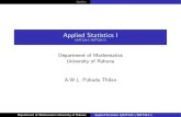Applied Statistics I - Department of Mathematicspubudu/applied2.pdf · Applied Statistics I (IMT224 /AMT224 ) Department of Mathematics University of Ruhuna A.W.L. Pubudu Thilan Department