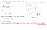 Thompson electron identificationphysics.rutgers.edu/~croft/lectures/10-lec-ch30-204...max [const.] T E radiated = T4 surf. area V E W KE f F v R K B + +q ROY G BIV E hf Black body