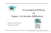 Correlation Effects in Super-Arrhenius Diffusion · The correct super-Arrhenius behaviour can be recovered: a) in the limit of long time intervals b) with a correction containing