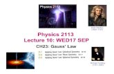Isaac Newton (1642–1727) Physics 2113 Lecture 10: WED17 …Physics 2113 Lecture 10: WED17 SEP CH23: Gauss’ Law Isaac Newton (1642–1727) Michael Faraday (1791–1867) Physics