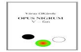 V – fan · 2008. 3. 3. · 3 Váray Ω Károly: OPUS NIGRUM V – fan Térben tér nem terem, egyik a másiknak soha sem verem Feszülő vegyértékszögek roppannak, mint ócska