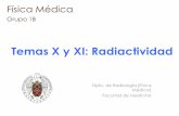 Temas X y XI: Radiactividad - Academia Cartagena99 · 2016. 10. 14. · Radiactividad • La actividad de una muestra es la tasa global de desintegraciones Física Médica Temas X