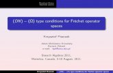 DN () type conditions for Fréchet operator banalg20/Talks/piszczek.pdf · PDF file Structuretheory Operatorspaces (DN) () type conditions for Fréchet operator spaces KrzysztofPiszczek