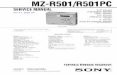 MZ-R501/R501PC - minidisc.org · MZ-R501/R501PC SECTION 1 SERVICING NOTE NOTES ON HANDLING THE OPTICAL PICK-UP BLOCK OR BASE UNIT The laser diode in the optical pick-up block may