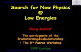 Search for New Physics Low Energies - Warwick...Search for New Physics @ Low Energies Joerg Jaeckel† The participants of the Brainstorming&Calculationshop + The 5th Patras Workshop