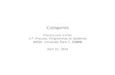 Categories - IRIFcurien/CIRM-2014.pdf2-categories have 0-morphisms, 1-morphisms that compose, 2-morphisms that compose in two ways in a compatible way. Cat forms a 2-category 2-categories