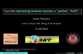Anton Wiranata - Kyoto U...Can hot interacting hadrons become a ”perfect” ﬂuid?1 Anton Wiranata with V. Koch, X.N. Wang & M. Prakash 11/26/2013 1NFQCD 2013 AntonWiranata (LBNL&CCNU)