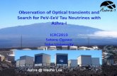 Observation of Optical transients and Search for PeV-EeV Tau … · 2019. 8. 7. · Ashra-1 Light Collector • Optics: – Modified Baker -Nunn • Components: – Correcting lens