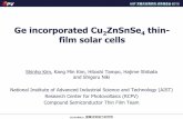 Ge incorporated Cu ZnSnSe thin- film solar cells · 2020. 7. 29. · Ge incorporated Cu 2ZnSnSe 4 thin- film solar cells Shinho Kim, Kang Min Kim, Hitoshi Tampo, Hajime Shibata and