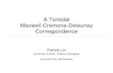 A Toroidal Maxwell-Cremona-Delaunay Correspondence · 2021. 1. 18. · Maxwell-Cremona-Delaunay Correspondence For any plane graph G with a convex outer face, the following are (essentially)