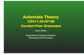 CS411-2015F-08 Context-Free Grammarsgalles/cs411/lecture/lecture8.pdf · 2015. 9. 21. · 08-35: CFG – Ambiguity A CFG is ambiguous if there exists at least one string generated
