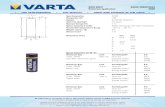 Varta Industrial 4006 - RS Components · 2019. 10. 13. · CD / MD Electroni c game Capa ity [mAh] 2298 Energy [mWh] 2746 Discharge Type Load End Voltage[V] 0.8 1H/D, 7D/W 3.9 ˜