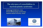 The relevance of comorbidities in myelodysplastic syndromes · 2019. 6. 7. · BM-blasts Cytogenetics Cytopenia Serum LDH SOIL Patient Age Comorbidities Functional capacities ...