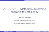 Z0+- Method to determine hadronic tau efficiencyiktp.tu-dresden.de/bndschool/student/fischer.pdf · 2009. 9. 21. · Embedding method Challenge: determine kinematic efﬁciency for