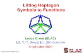 Lifting Heptagon Symbols to Functions · 2020. 6. 3. · L. Dixon Lifting Heptagons Amplitudes 2020 32 • By taking coproducts of 4 loop MHV and 3 loop NMHV amplitudes, we find that