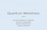 Quantum Weirdness - Carleton University · PDF file 2019. 10. 23. · Quantum Weirdness Part 6 Quantum Weirdness in Materials Quantum Cryptography Quantum Teleportation Quantum Snake