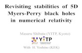 Revisiting stabilities of 5D Myers-Perry black holes in numerical relativity · 2014. 3. 26. · • For q < =0.9, 5D Myers-Perry BH appears stable (I am very sorry for our previous
