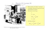 Physics 231 Lecture 20 - Michigan State Universitylynch/PHY231/post_files/...10.0-hp motor, find the length of time the car could run before the flywheel would have to be brought back