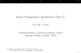 Exam Preparation Questions, Part 11 - University of Auckland · 2014. 3. 12. · Exam Preparation Questions, Part 11 For Chs. 1{5 of Reinhard Klette: Concise Computer Vision Springer-Verlag,