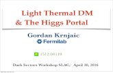Light Thermal DM & The Higgs Portal - Indico · 2018. 11. 19. · Dark Sectors Workshop SLAC, April 30, 2016 Light Thermal DM & The Higgs Portal 1512.04119 Saturday, April 30, 16.