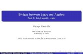 Bridges between Logic and Algebra - Part 1: Intuitionistic Logic Bridges between Logic and Algebra Part1: