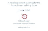 A novel experiment searching for the lepton flavour violating decay · 2020. 1. 9. · • Charged lepton-flavour violation through neutrino oscillations heavily suppressed ... DEPFET
