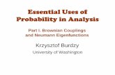Essential Uses of Probability in Analysis - CMU · 2010. 10. 16. · Atar and B (2002): Consider a coupling of reflected Brownian motions. If the particles cannot couple in a subset