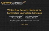 White-Box Security Notions for Symmetric Encryption Schemessac2013.irmacs.sfu.ca/slides/s14.pdf · 2013. 8. 24. · White-box compilers Let E= (K;E;D) be a symmetric encryption scheme.