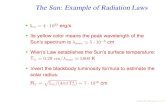 The Sun: Example of Radiation Laws• The density in a white dwarf is about 106 g cm−3, a million times that of water (a teaspoon of a white dwarf would weigh as much as an elephant