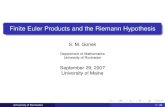 Finite Euler Products and the Riemann Hypothesis