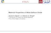 Material Properties of Beta-Gallium Oxide...E.G. Villora et al, JCG 270, 420 (2004) -gallia structure -Pulling speed: 10 mm/h -Size: 70 mm x 50 mm x 3 mm (Edge-defined film-fed growth