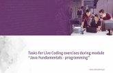 “Java Fundamentals - programming” Tasks for Live Coding ...
