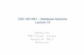 CSC 261/461 – Database Systems Lecture 13