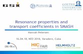 Resonance properties and transport coefficients in SMASH