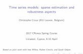 Time series models: sparse estimation and robustness aspects