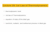 Lecture 29: 1st Law of Thermodynamics