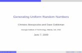 Generating Uniform Random Numbers