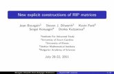 New explicit constructions of RIP matrices