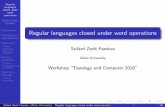 Regular languages closed under word operations