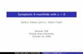 Symplectic 4--manifolds with = 0