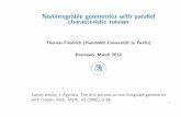 Nonintegrable geometries with parallel characteristic torsion