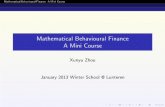 Mathematical Behavioural Finance A Mini Course
