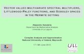 Vector valued multivariate spectral multipliers, Littlewood-Paley