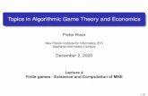 Topics in Algorithmic Game Theory and Economics