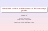 Hyperbolic volume, Mahler measure, and homology growth