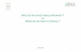 Why do we study heavy elements ? What do we want in Dubna?