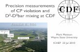 Precision measurements of CP violation and D0-D0bar mixing at CDF
