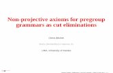 Non-projective axioms for pregroup grammars as cut