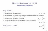 Phys101 Lectures 14, 15, 16 Rotational Motion